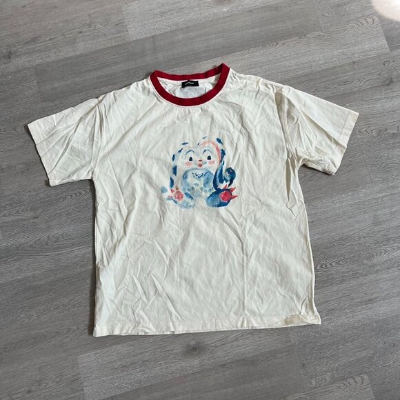 We11done Tops - We11done Rabbit Print T Shirt Size Small Cream Red Crew Neck Size Small